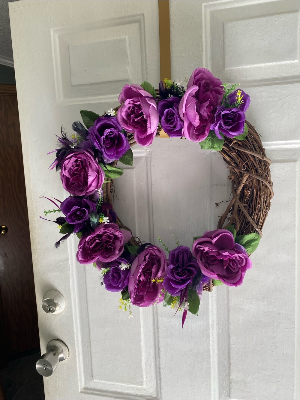 Purple Floral Grapevine Wreath